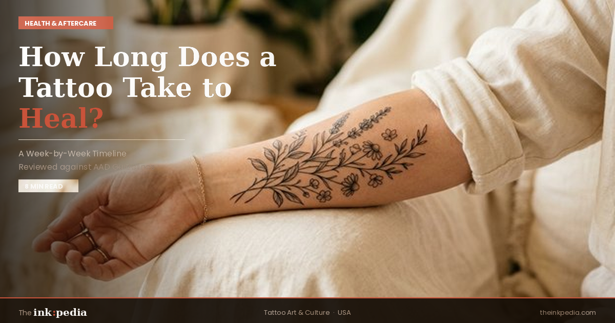 How long does a tattoo take to heal — floral forearm tattoo healing on woman's arm with proper aftercare